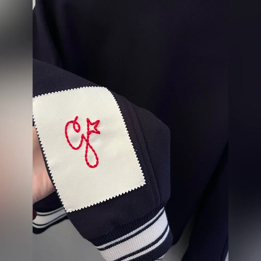 Golden Goose Dirce Navy Cropped Bomber Jacket Size 40 IT New - Picture 9 of 16